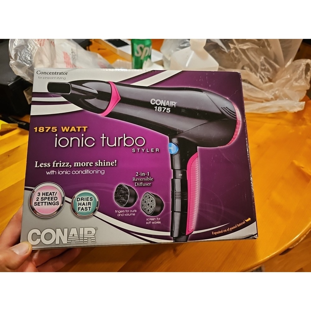 Conair 1875 Watt Turbo Dryer with Concentrator & Diffuser Black